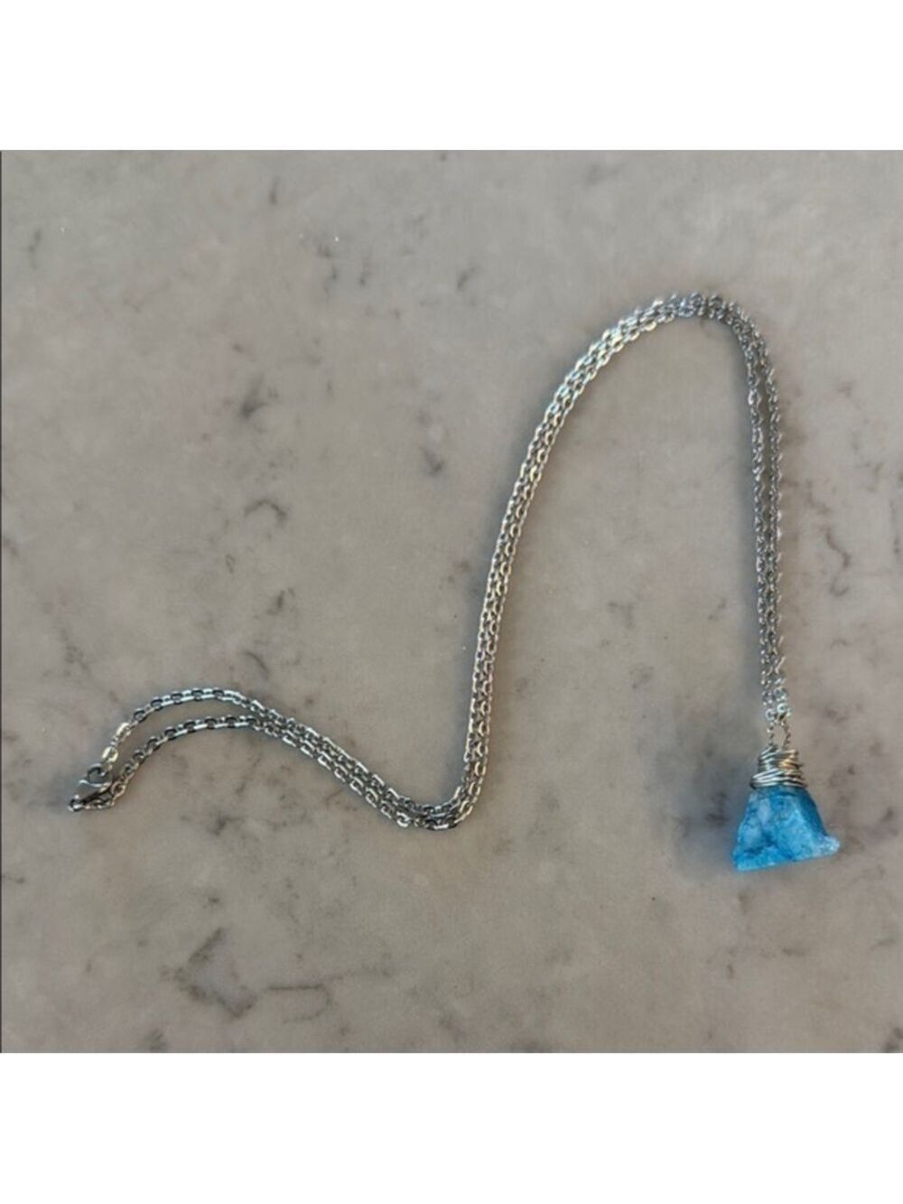 Blue Stone Necklace Silver